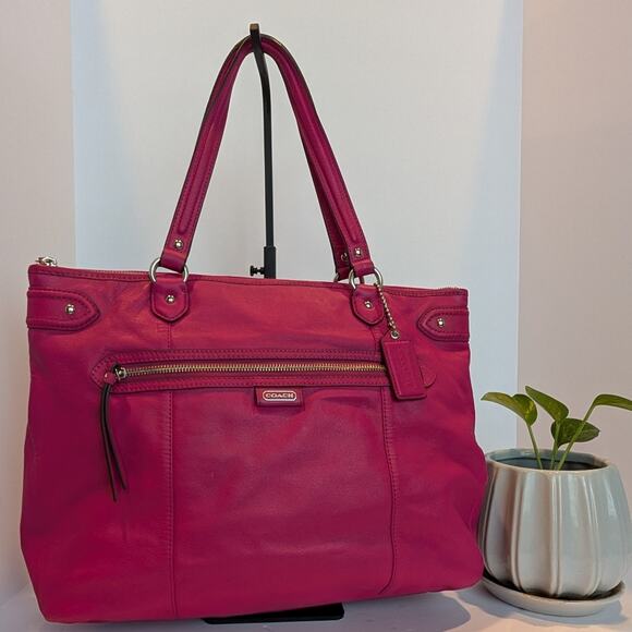 Coach Daisy Magenta Leather Emma Tote Shoulder Bag - Picture 1 of 11
